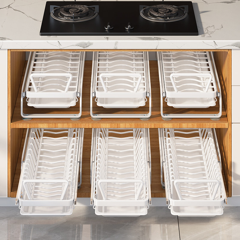 新款厨房抽拉碗碟收纳架橱柜碗架拉篮抽屉式放碗盘盘子沥水置物架,厨房/烹饪用具,碗架,淘宝优惠券,粉丝福利购,淘宝优惠卷