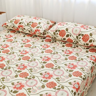 夏季加厚凉席亚麻老粗布单双人床单床笠单K件透气布炕单榻榻米定