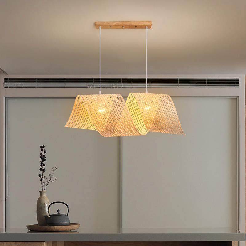 侘寂风竹艺吊灯民宿饭店餐桌茶室禅意吧台前台竹编三头艺术灯灯具,家装灯饰光源,智能吊灯,淘宝优惠券,粉丝福利购,淘宝优惠卷