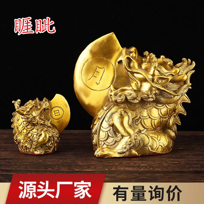 狮咬剑斧头乔迁搬家斧子摆件铜睚眦上古神兽一对日月睚眦家居客厅