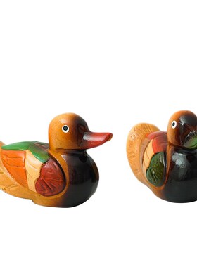 可爱中式鸳鸯木质鸭子摆件装饰品室内卧室房间摆设韩式复古