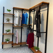 服装 家用衣柜金属立柱正侧挂组合黑色白色上墙衣架 店展示架开放式