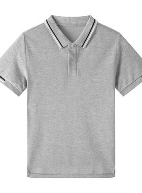 小学生校服春秋季长袖冬季加绒polo衫幼儿园园服T恤浅蓝灰色班服