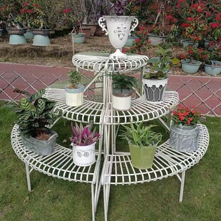 户外铁艺花架子落地式阶梯花盘架阳台客厅角落置物架