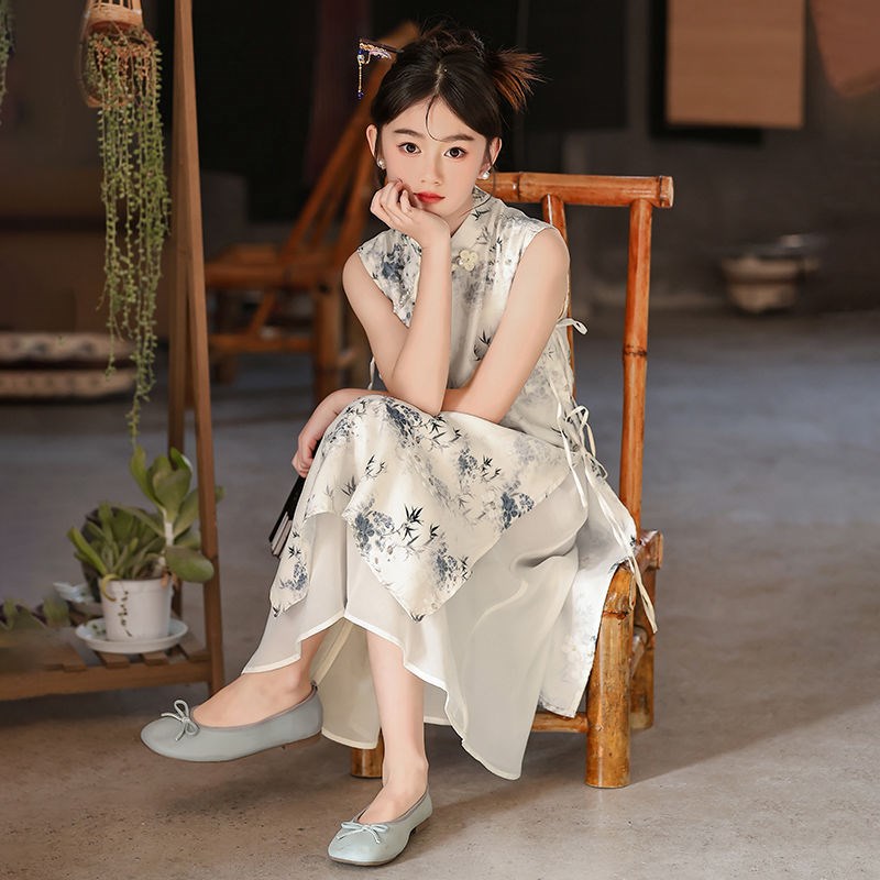 女童旗袍裙子雪纺夏季中国风女孩新中式汉服公主裙儿童连衣裙薄款