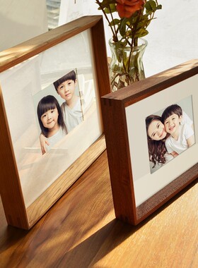 黑胡桃榫卯实木摆台10寸全家福婚纱照洗照片做成相框挂墙画框定制
