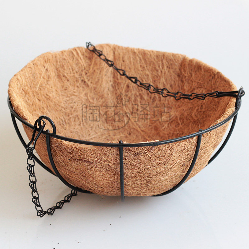 半圆形垂吊盆椰棕花篮鸟窝鸟巢花盆铁艺环保阳台吊兰绿萝盆栽挂篮