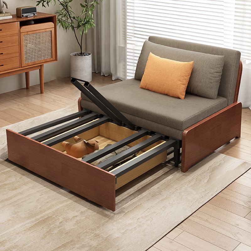 书房实木沙发床可折叠两用1米2多功能单人小户型中式无扶手伸缩床