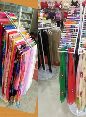 铁艺丝巾展示架围巾陈列挂架中岛货架服装店围脖架落地多层披肩架