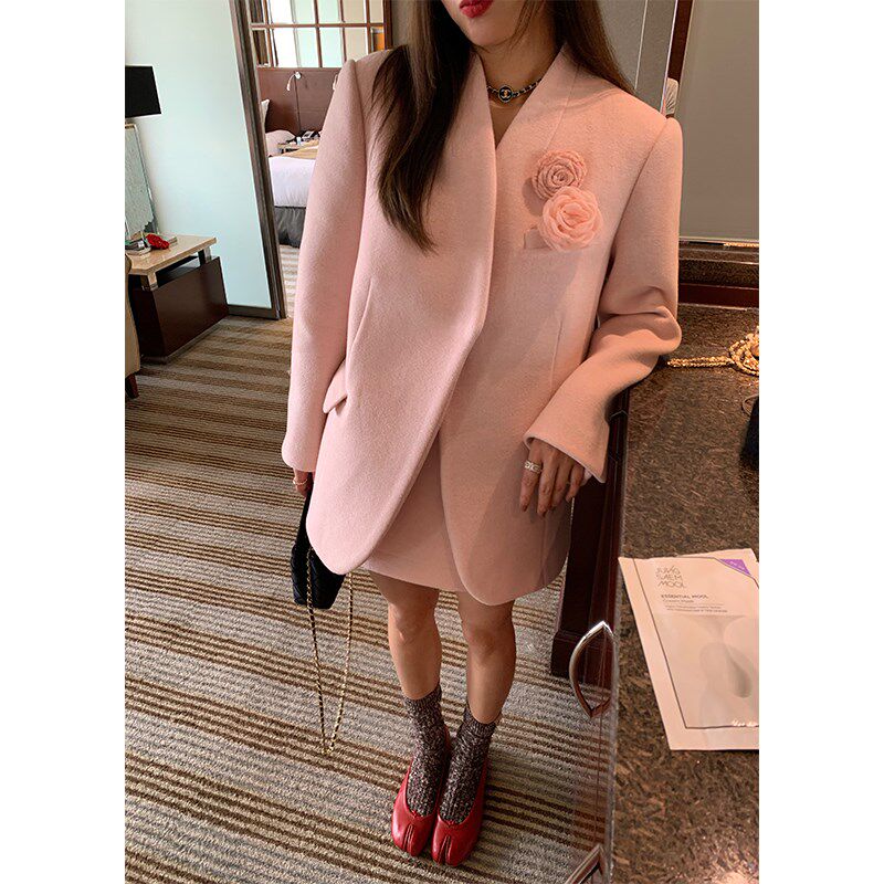 落落狷介 一整套初冬穿搭套装裙时尚套装女毛呢外套+半身裙两件套,女装/女士精品,时尚套装,淘宝优惠券,粉丝福利购,淘宝优惠卷