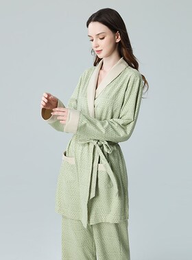 IIZZINI 秋冬新品睡衣女长袖珊瑚绒薄款法兰绒系带家居服套装