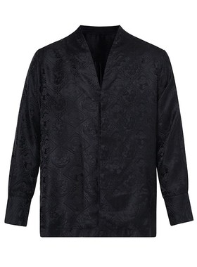 三省六部【坤仑】春秋极简中国风轻奢暗纹提花V领男士新中式衬衫