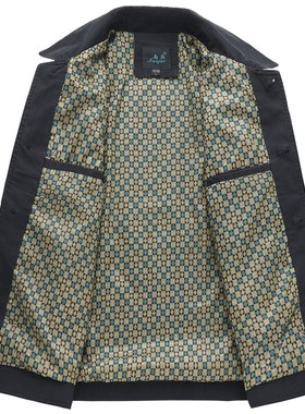 春秋季中年男士翻领纽扣外套中老年人男装纯棉夹克衫爸爸秋装上衣