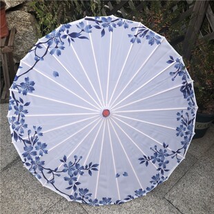 青花瓷油纸伞纯手工 传统吊顶装饰伞旗袍秀走秀演出道具伞古装伞