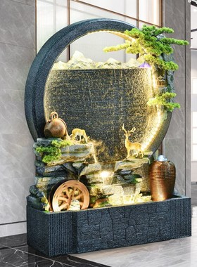 新中式水幕墙喷泉摆件流水屏风办公室循环水假山大型装饰庭院花园