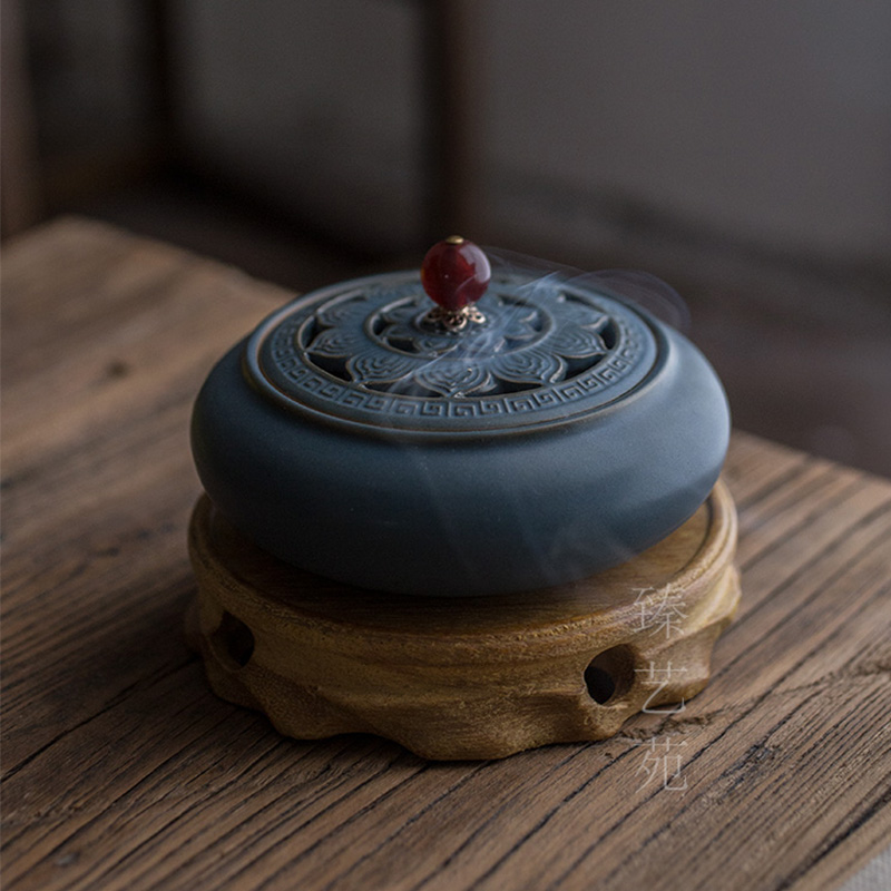 鸡翅木香薰炉香器茶壶花瓶奇石珠宝玉器佛像摆件古玩实木圆形底座