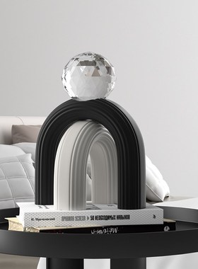 几何艺术软装高级感水晶球摆件意式极简客厅柜子电视柜酒柜装饰品