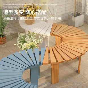 防腐木围树凳花架花园座椅户外休息凳室外实木长椅子庭院长条凳子