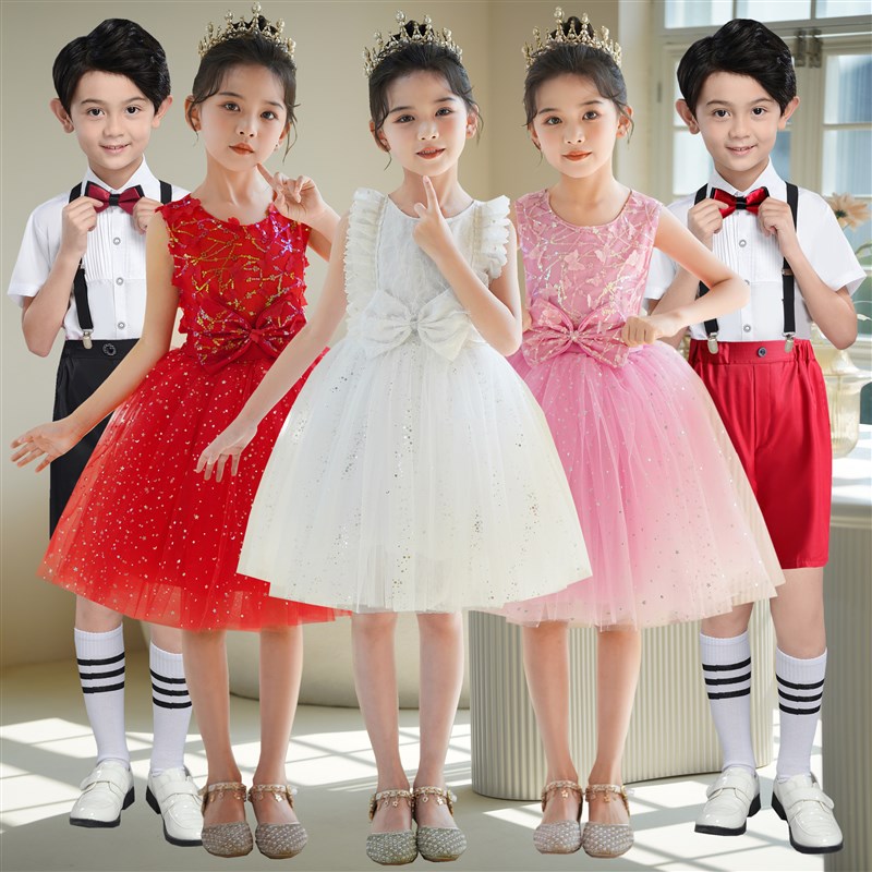 六一儿童节合唱团演出服男女童蓬蓬纱裙幼儿园小学生朗诵表演服装