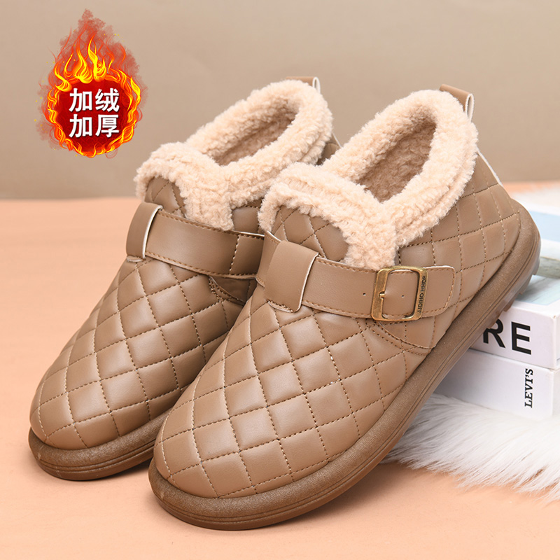 老北京棉鞋女冬季皮面加绒保暖妈妈鞋棉靴加厚防滑休闲鞋女士短靴