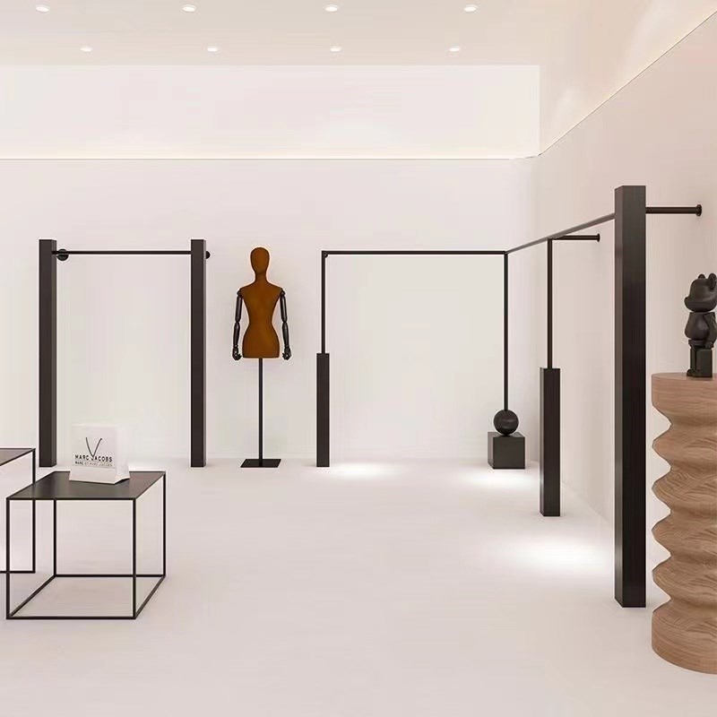 服装店衣服展示架铁艺黑色上墙挂衣架童装陈列架男女装店货架定制