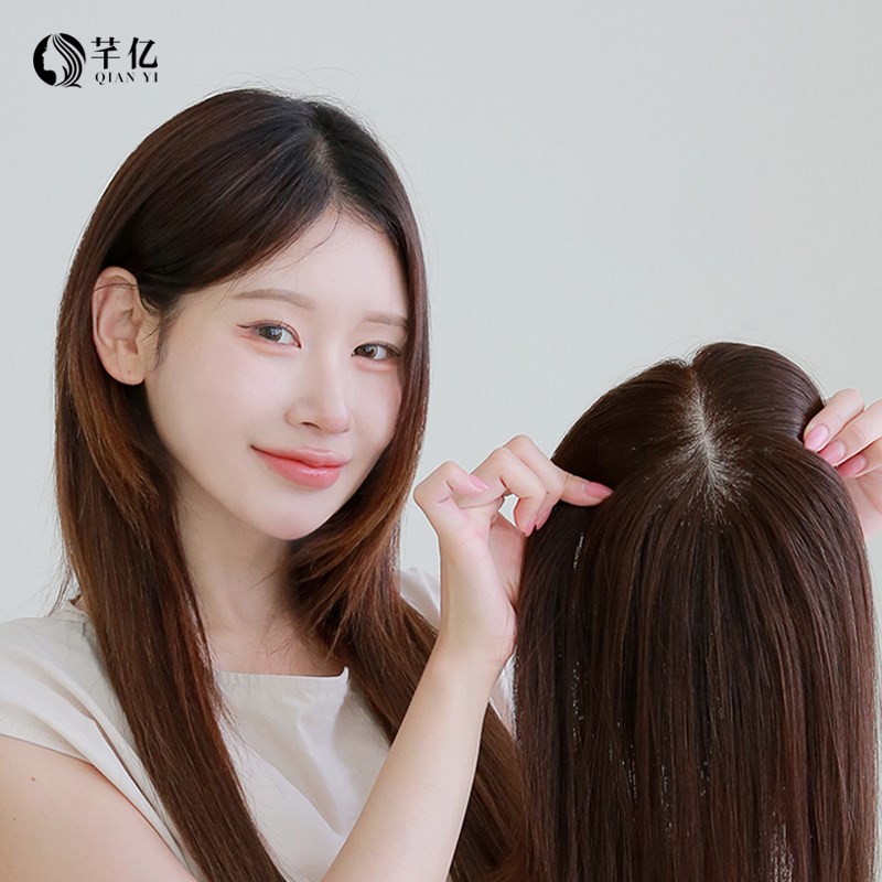 芊亿头顶假发片女头发稀少遮白发隐形无痕蓬松真人发丝递针补发片