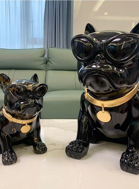 创意法斗狗摆件落地大号存钱罐轻奢家居客厅电视柜酒柜玄关装饰品