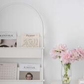 润家家居落地杂志架ins风书架梯子超薄阅读架壁挂立式 铁艺书报架