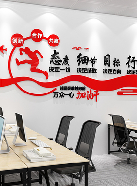 企业文化背景墙布置办公室墙面装饰公司团队创意激励励志标语墙贴
