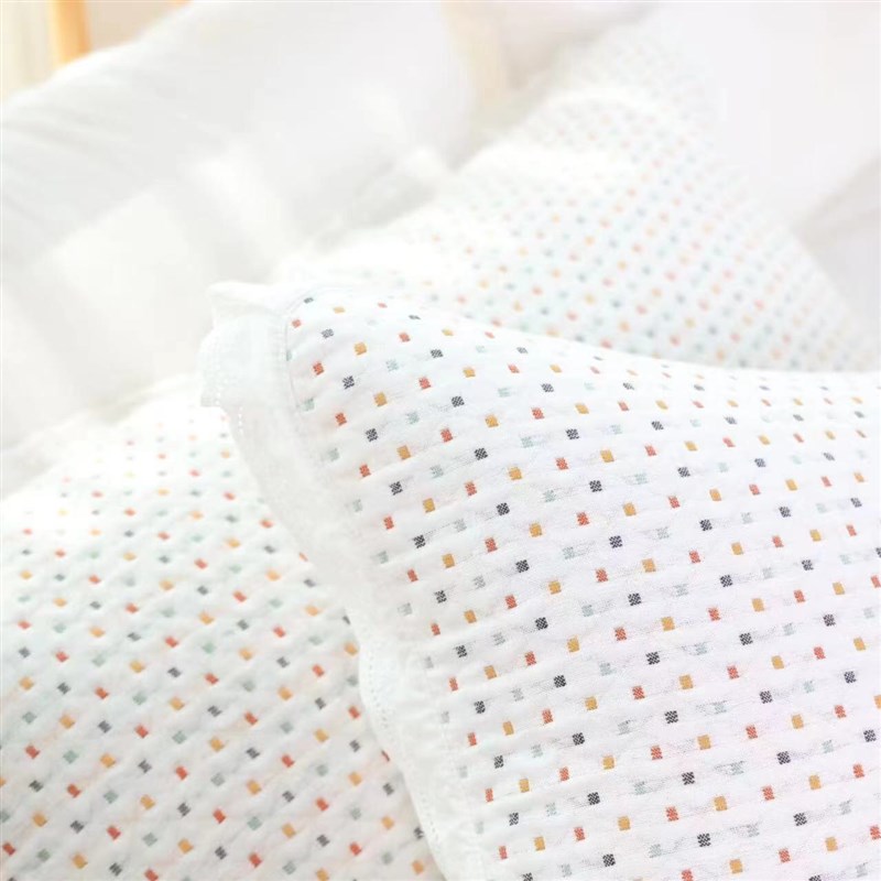 色织提花法式花边纱布A类纯棉枕巾52*75cm单人枕用情侣床盖功能