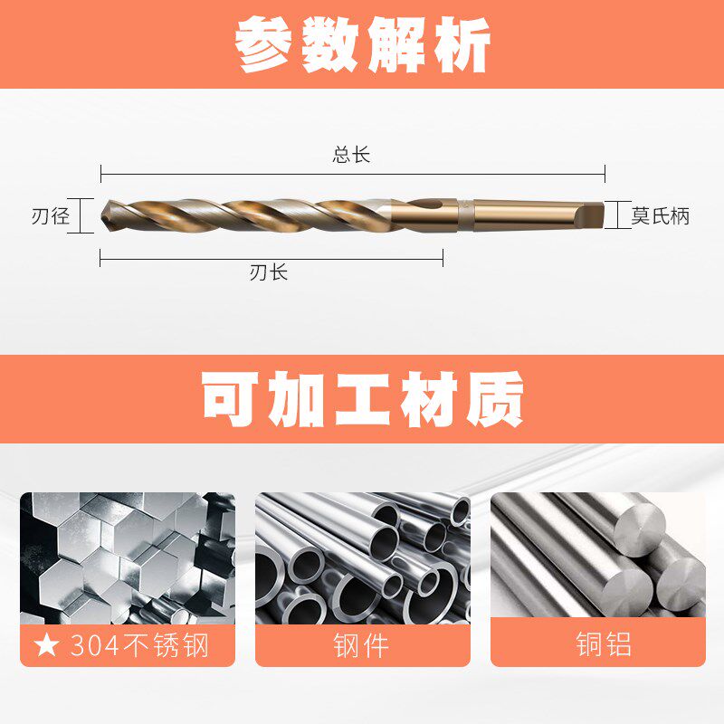 PQT 加长含钴锥钻麻花钻15.5*15.6*15.7*15.8*15.9*16*350*400mm