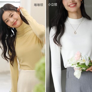 羊毛打底衫女薄款半高领9585小立领修身长袖T恤内搭女秋冬高级感