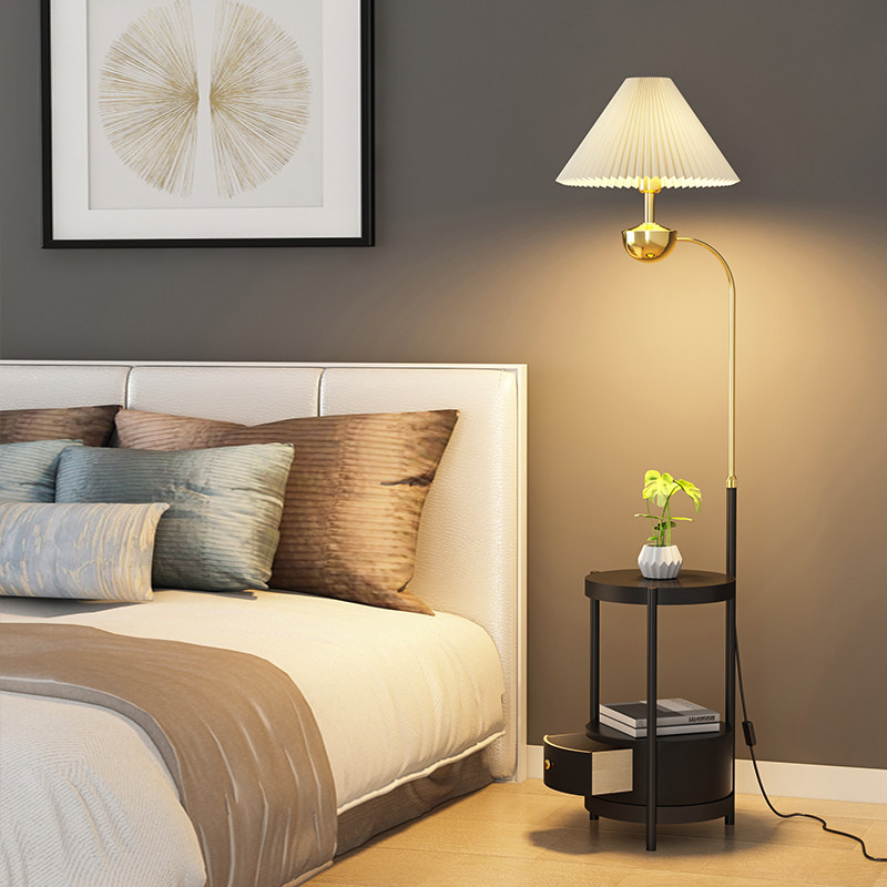 设计感落地灯卧室客厅北欧轻奢装饰摆件沙发边几光床头柜一体台灯,家装灯饰光源,装饰落地灯,淘宝优惠券,粉丝福利购,淘宝优惠卷