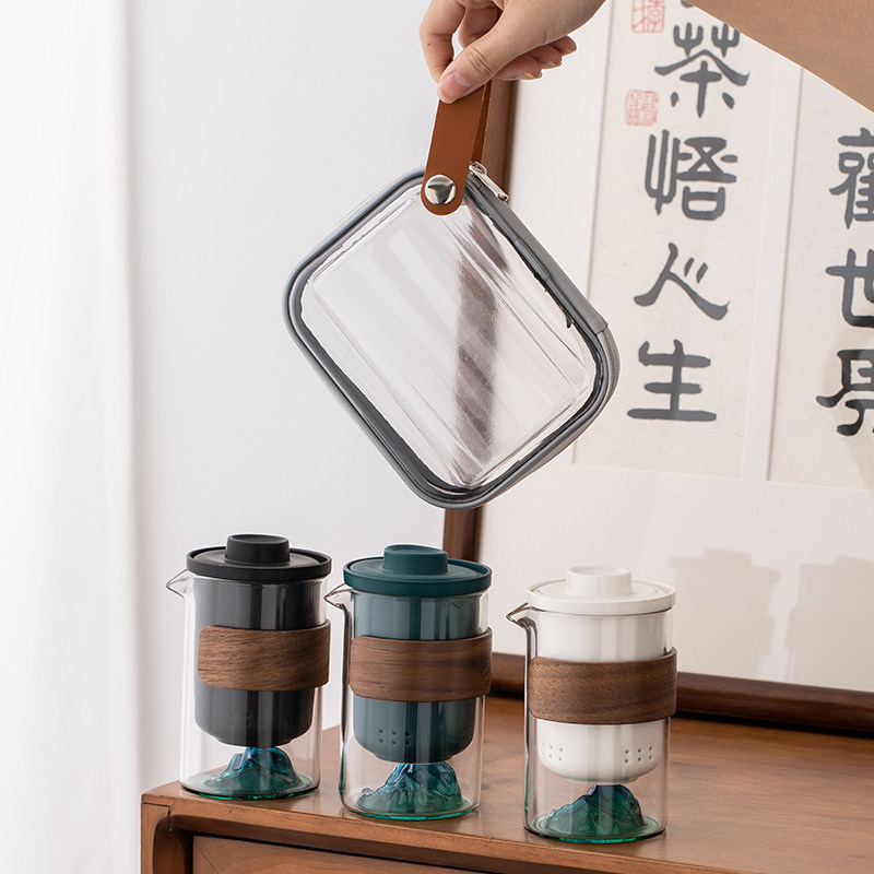 玻璃快客杯便携式旅行茶具小套装简易单人日式户外泡茶壶功夫茶杯,餐饮具,旅行茶具,淘宝优惠券,粉丝福利购,淘宝优惠卷