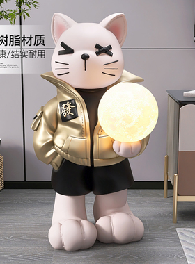 轻奢猫落地摆件客厅电视柜沙发旁家居饰品样板间装饰新居乔迁礼物