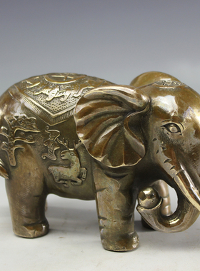 铜质大象摆件小号象纯铜大象摆件一对吸水象家居装饰品摆设古玩铜