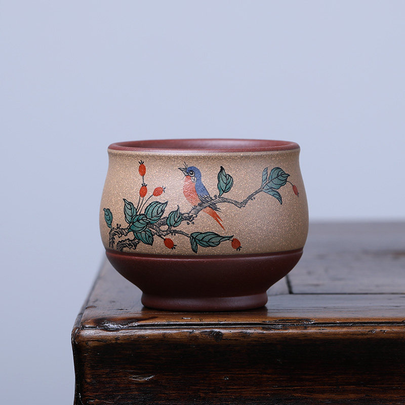 宜兴紫砂杯功夫茶杯单杯刻绘小杯主人品茗杯男大茶碗个人杯子口杯