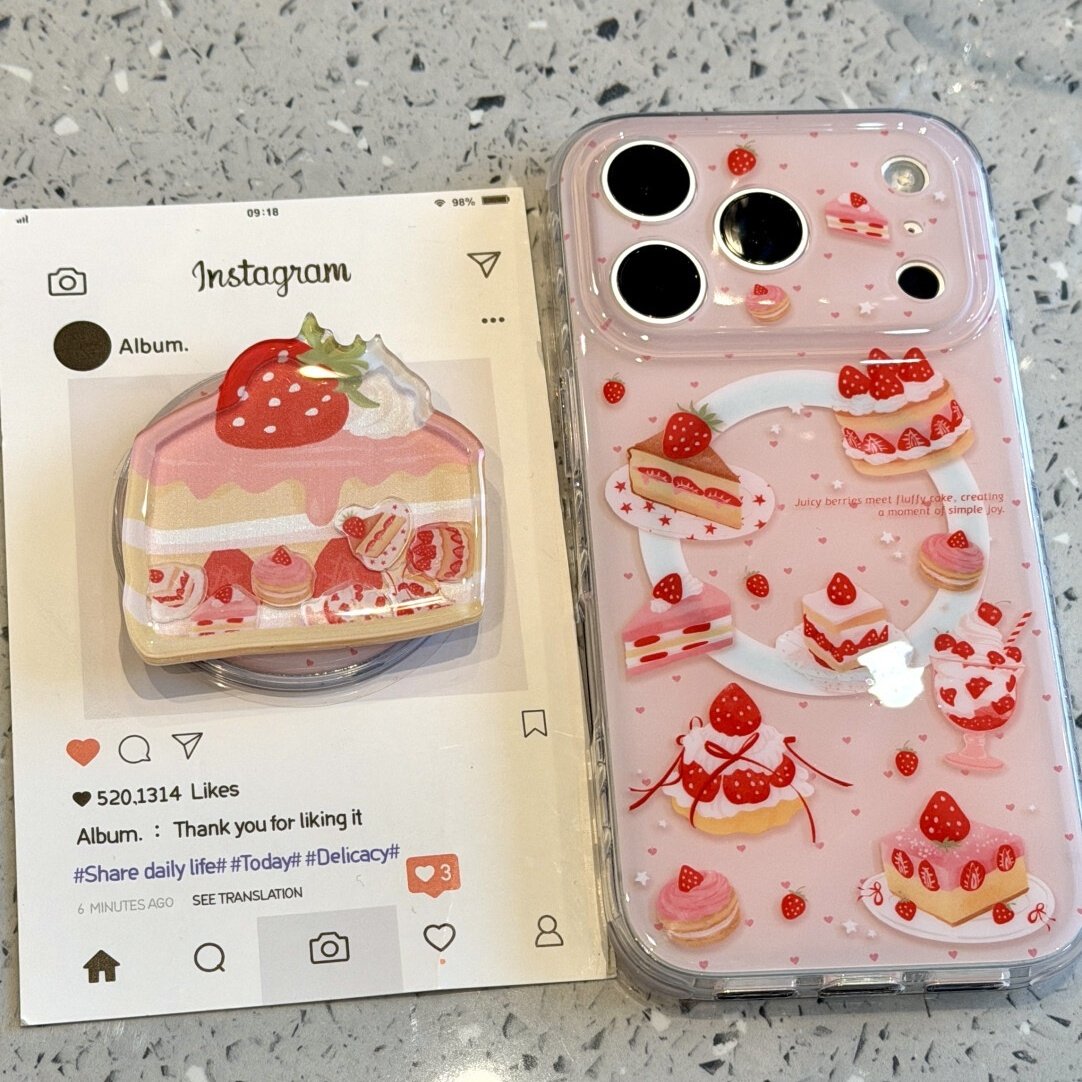 粉底满屏草莓甜品insiPhone17.16promax手机壳新款苹果15pro创意可爱14pro个性13pro小众16pro防摔保护套女款,3C数码配件,手机保护套/壳,淘宝优惠券,粉丝福利购,淘宝优惠卷