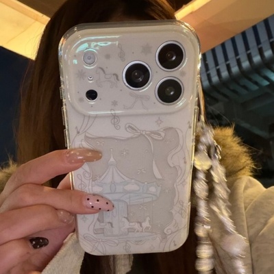 蝴蝶结木马个性适用iPhone1716promax手机壳新款苹果15pro创意古众14pro个性潮壳网红13小众15pm防摔保护套女