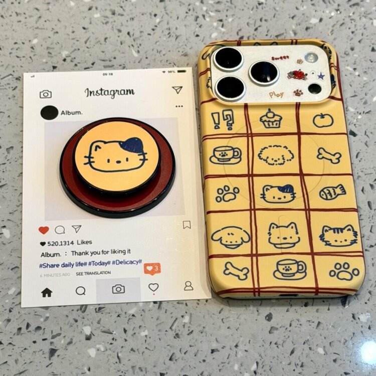 童趣萌系宫格线条小狗猫咪韩系温柔风适用于苹果iPhone17ProMax防摔壳个性16可爱ins感15pro全包保护套不撞款
