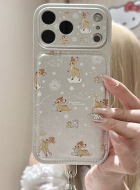 银框满屏雪花麋鹿适用iPhone1716promax手机壳新款苹果15pro创意可爱14pro个性13pro小众16pro防摔保护套女款