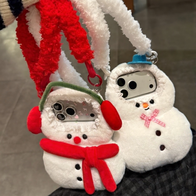 帽子围巾雪人可爱ins风适用于iPhone17.16promax手机壳15新个性不撞壳14pro韩系网红女款13创意全包防摔15pro