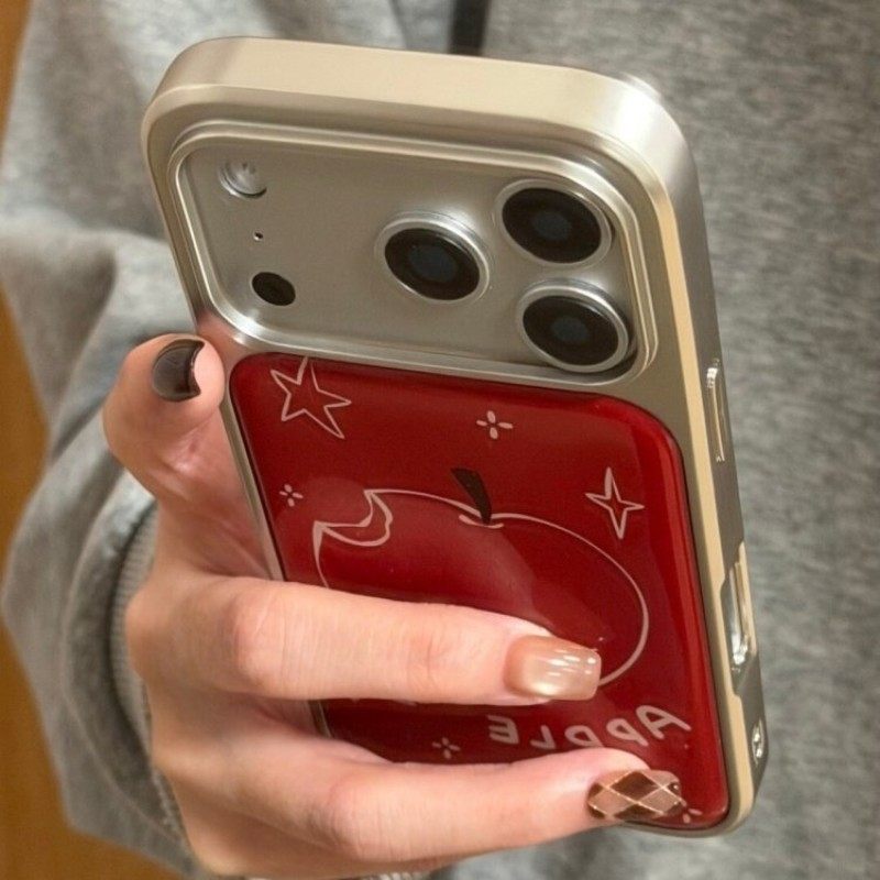 先吉红底线条咬一口苹果电镀滴胶苹果17promax手机壳iphone16151413,3C数码配件,手机保护套/壳,淘宝优惠券,粉丝福利购,淘宝优惠卷