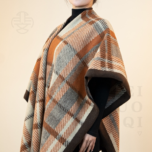 2024新款斗篷披肩英伦风宽松外套大衣高级感办公室围巾披风女外穿