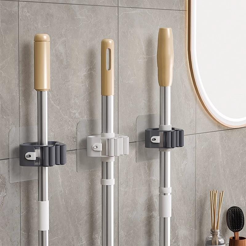 拖把挂钩置物壁挂免打孔挂拖把夹纳神器扫墙把卫生间粘钩