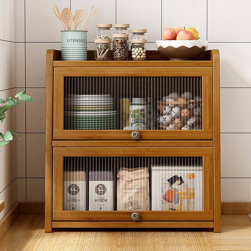 实木桌面收纳盒杯子收纳柜茶具展示柜子厨房台面置物架餐具储