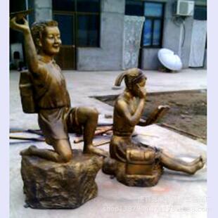 现货促销玻璃钢仿铜人物童真童趣雕塑小品工艺品校园雕塑摆件