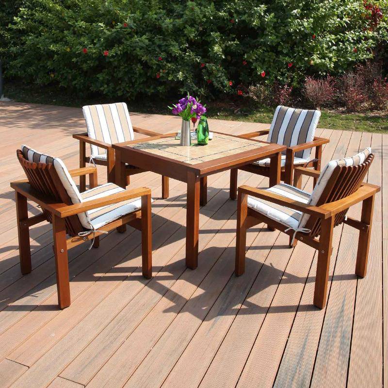 精欧户外实木户外家具花园庭院桌椅石材柚木大理石长方桌套装