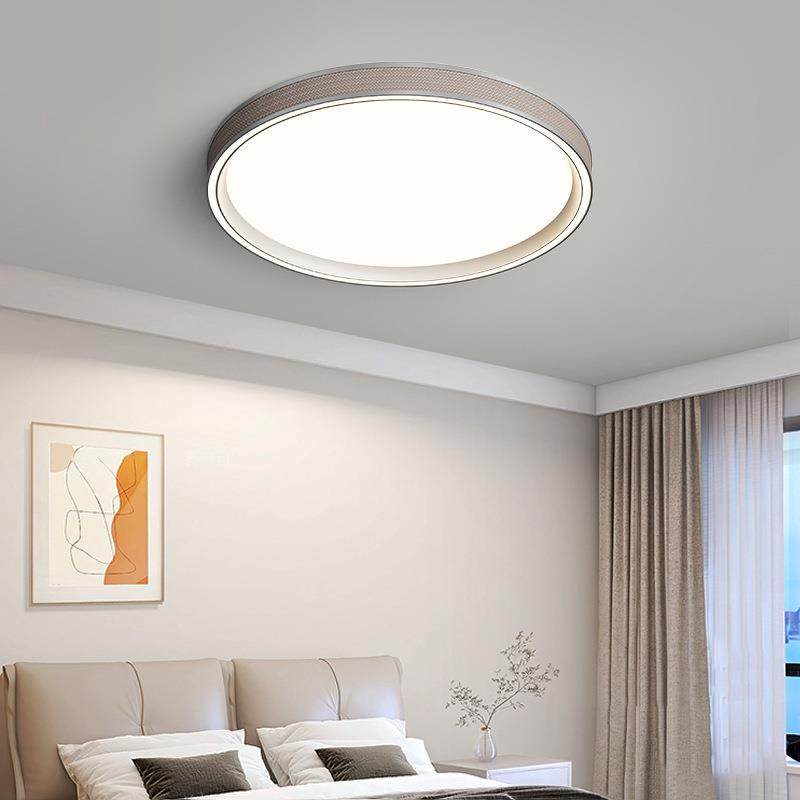 意式客厅灯2025新款全光谱吸顶灯后现代铝材轻奢皮革主卧室房间灯