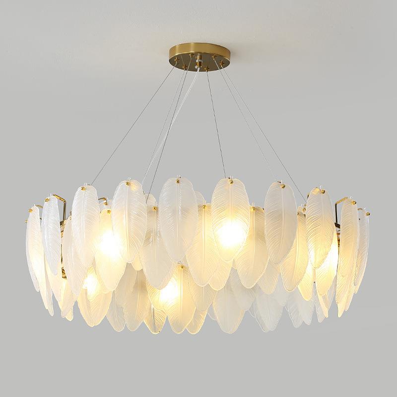 法式轻奢客厅吊灯意式后现代简约设计师款羽毛玻璃主卧室餐厅灯具